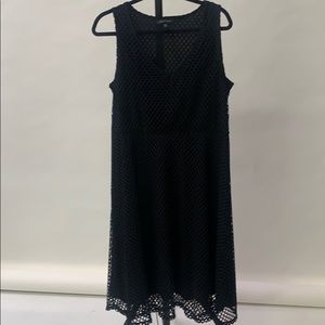 Slinky Brand black sleeveless dress, lace overlay